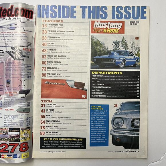 Vintage Mustang and Fords Magazines Set of 3 October 2002 January November 2003 - Picture 4 of 10